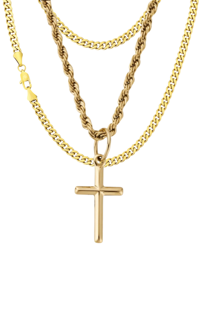 Crucifix Miami Cuban 5mm Set (Oro)