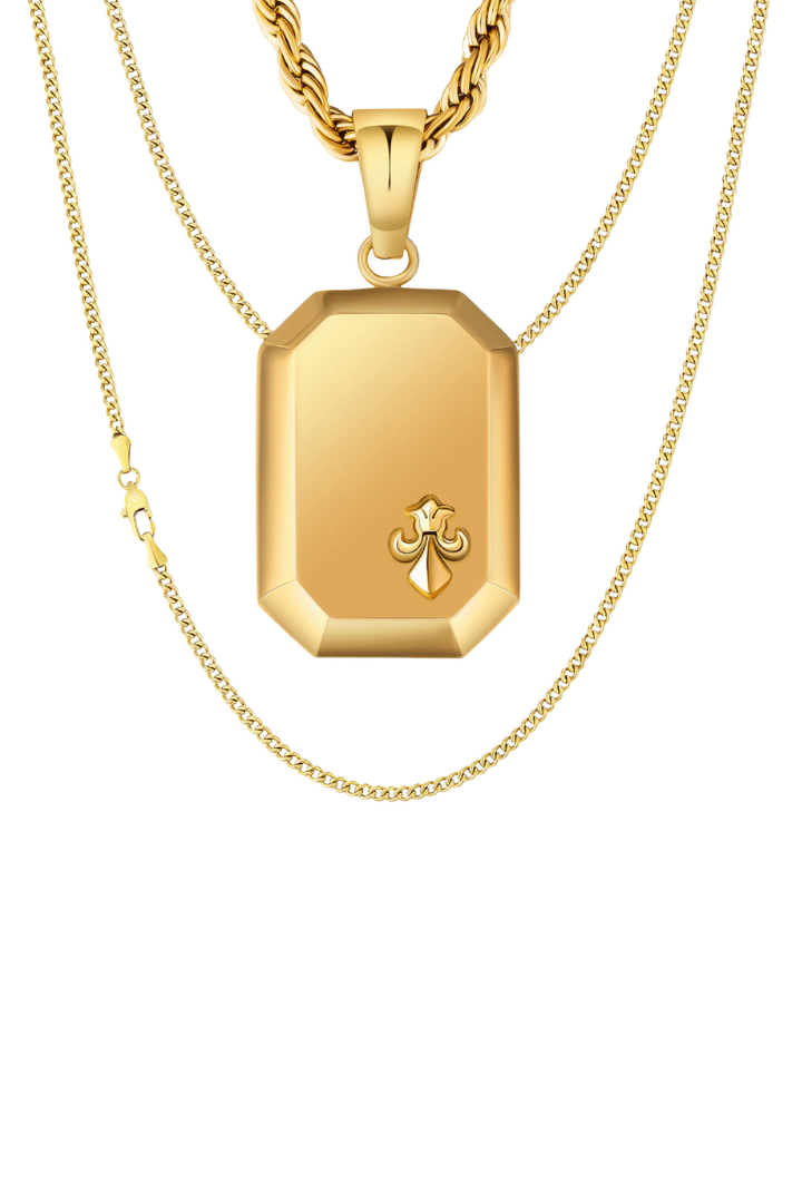 Fleur de lis Miami cuban 3mm Set (Oro)