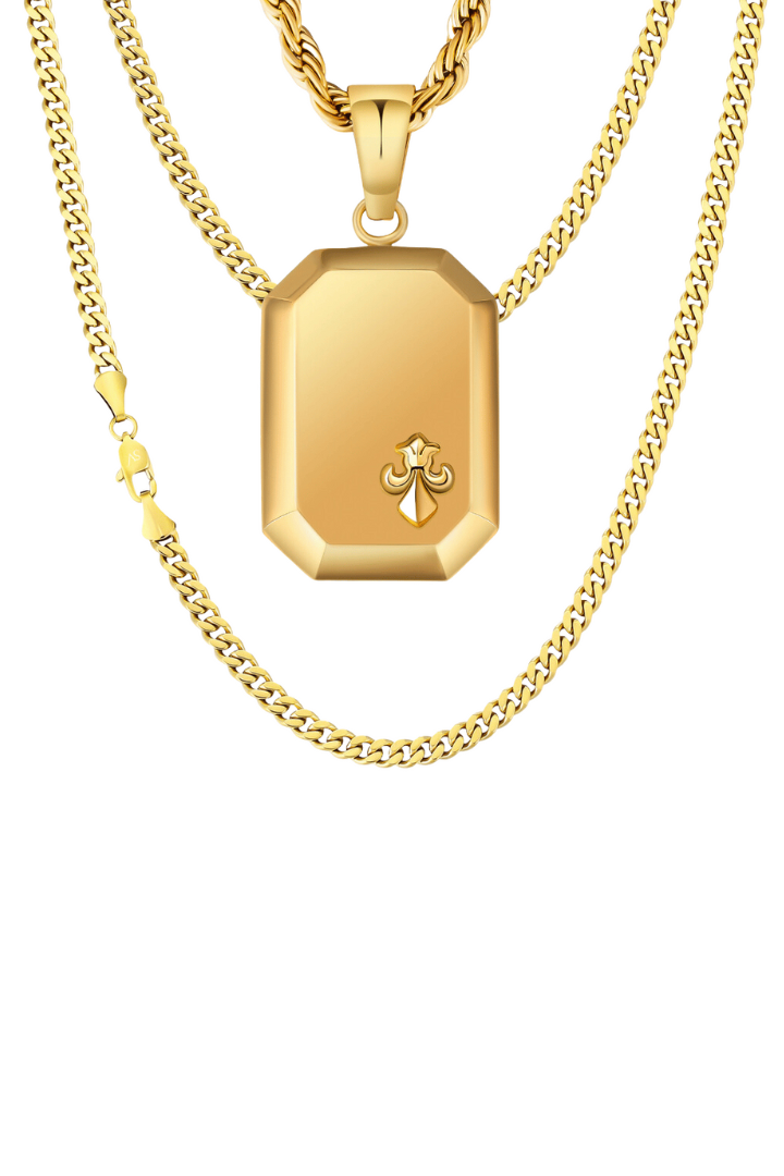 Fleur de lis Miami cuban 5mm Set (Oro)