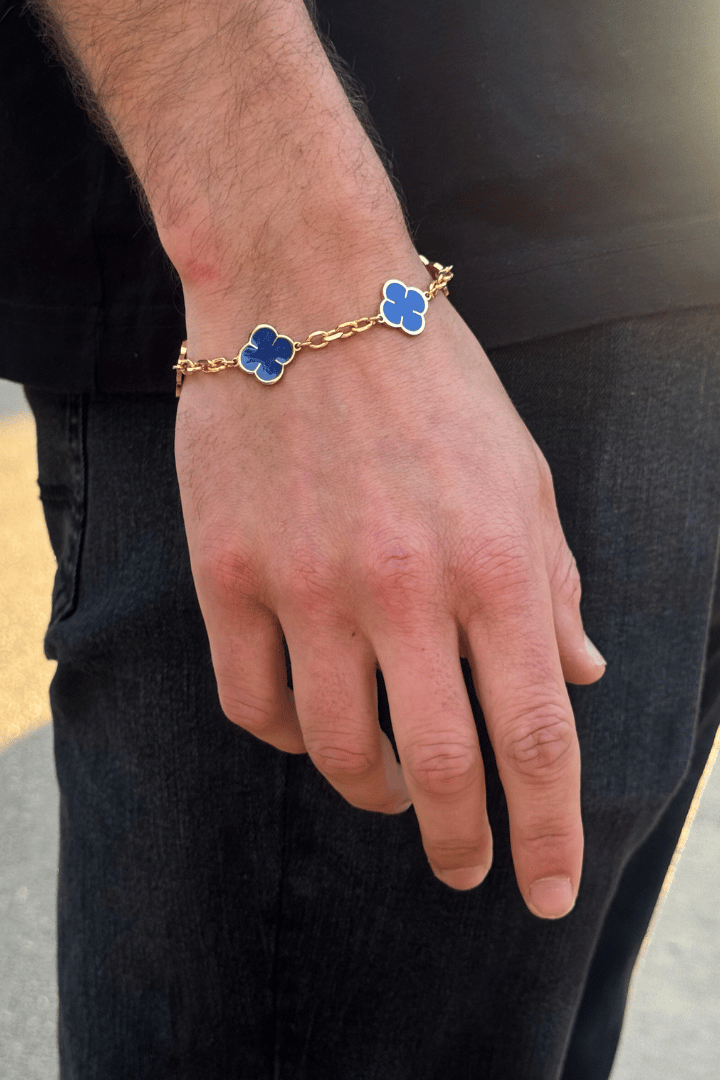 Pulsera Blue Clover Oro