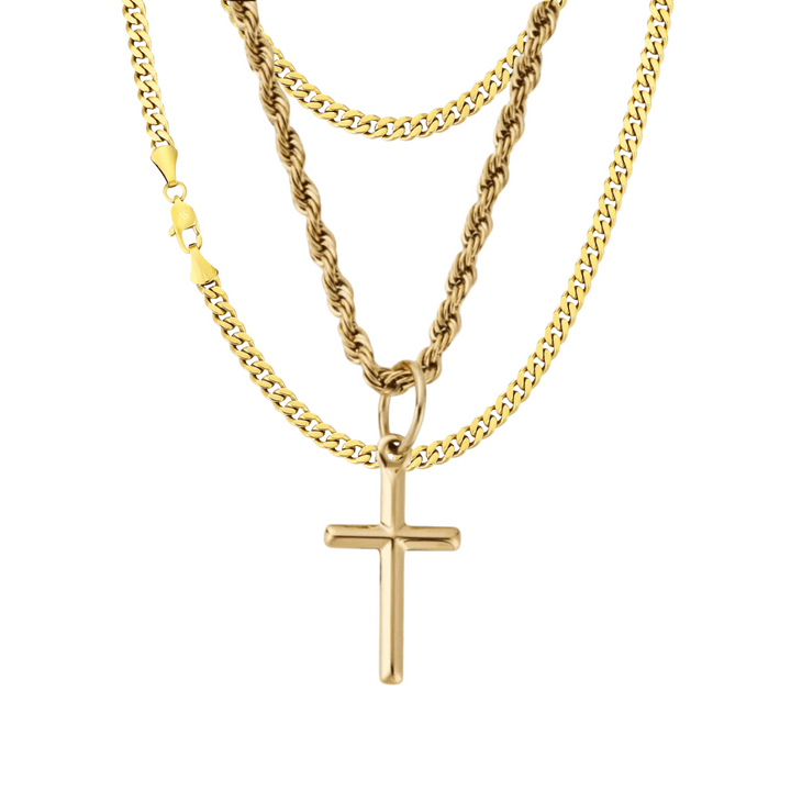 Crucifix Miami Cuban 5mm Set (Oro)