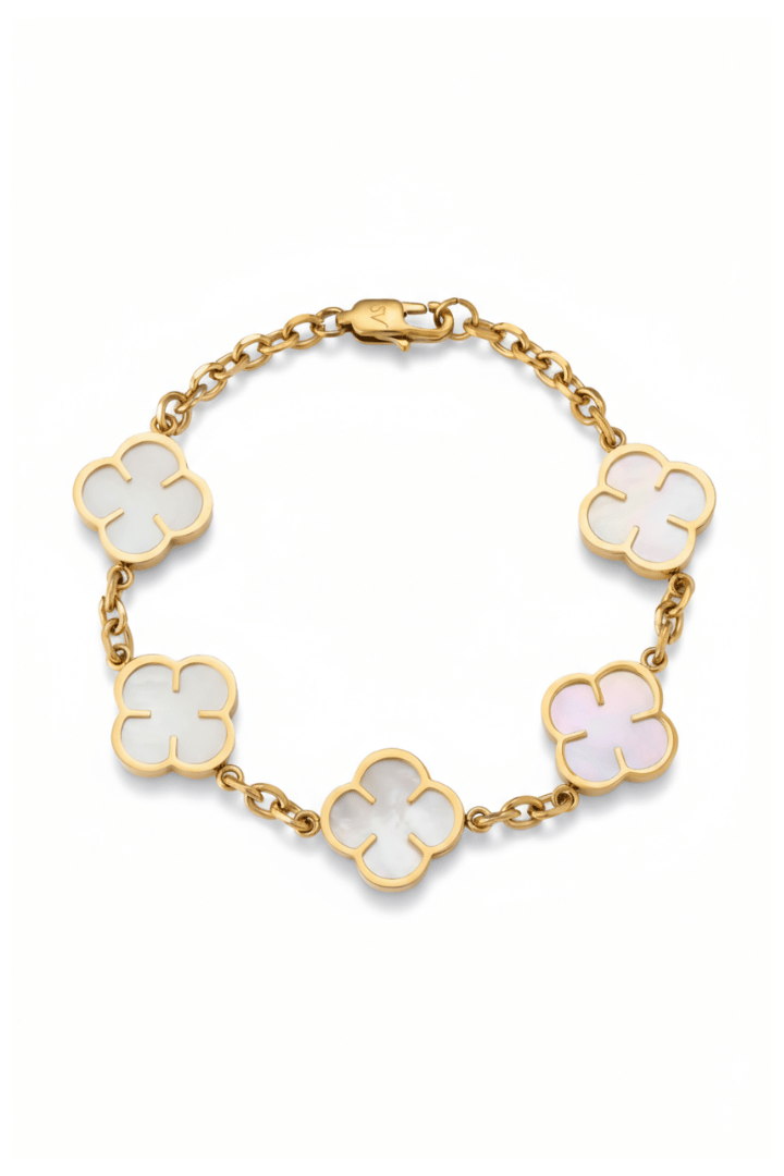 Pulsera White Clover Oro