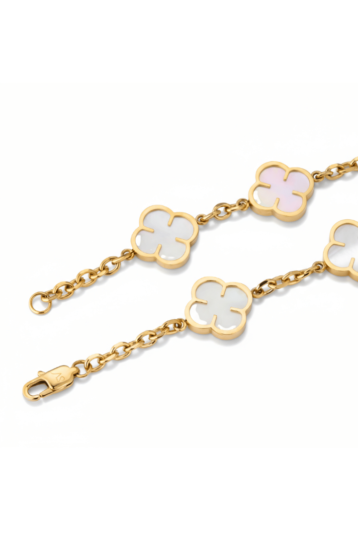 Pulsera White Clover Oro