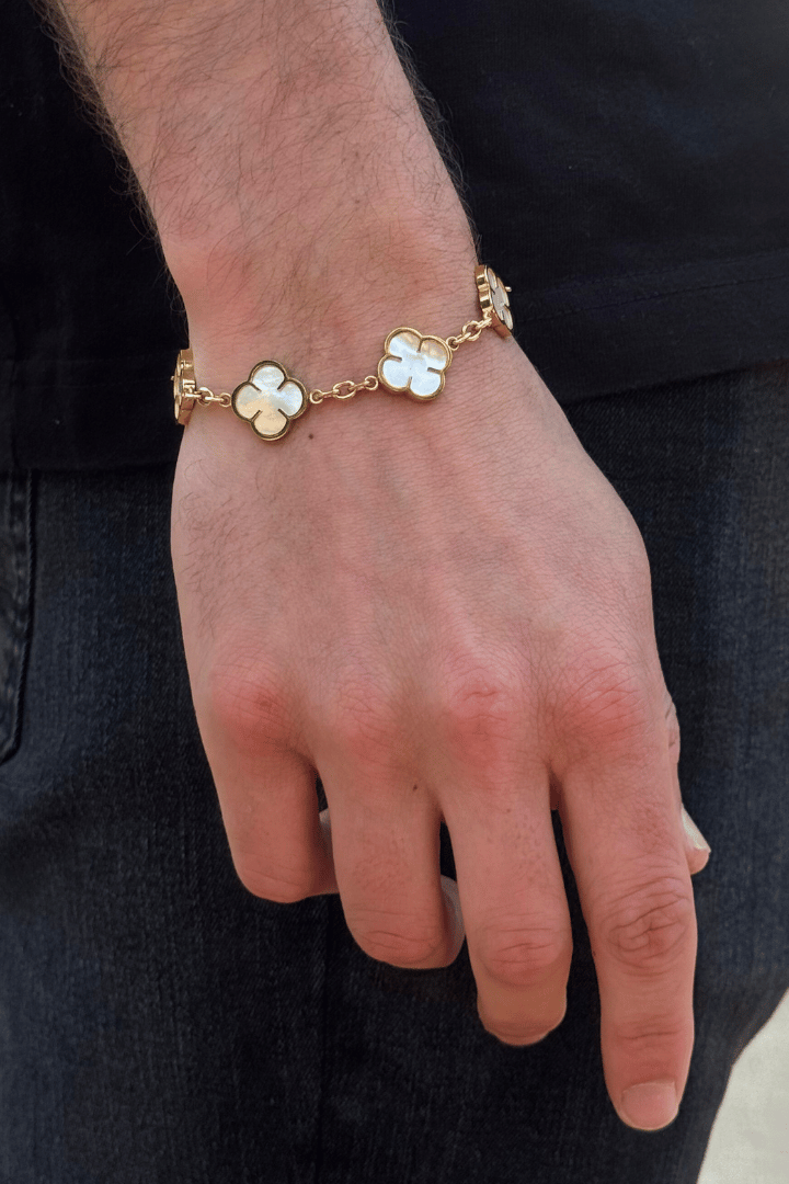 Pulsera White Clover Oro