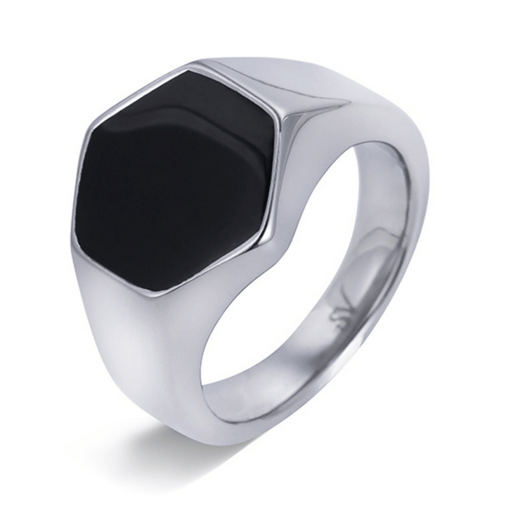 Anillo para hombre plata piedra negra